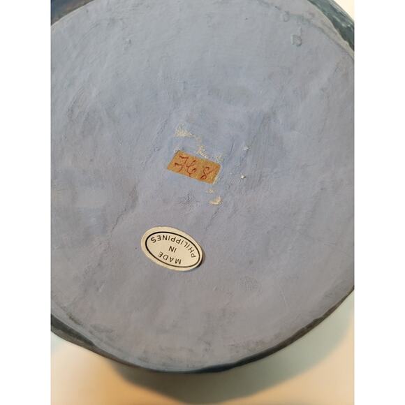 Bunny Rabbit Papier Mache Sculpture vHand-Crafted Lightweight‎ Blue White - Picture 9 of 9